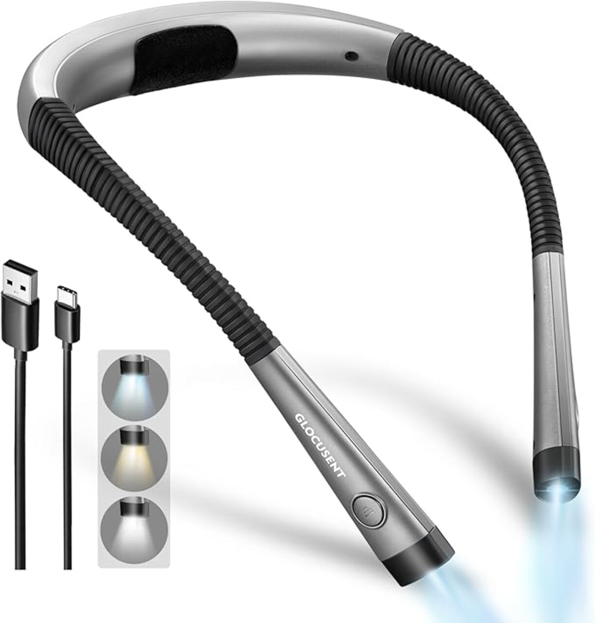 Book Light, 3-Color & 6-Brightness Reading Light, Bendable Neck Light, 80-hr Lasting Rechargeable Book Light, Perfect Reading Lights for Books in Bed, Knitting, Repairing, Book Lovers Gifts